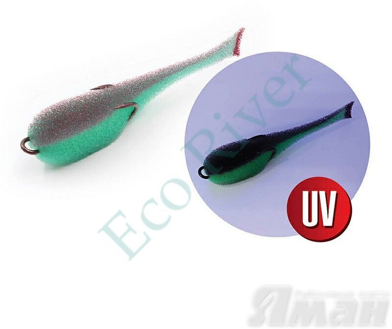 Поролоновая рыбка YAMAN на двойнике, р. 80 мм, цвет 17 UV (5 шт.)