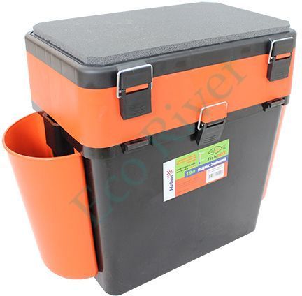 Ящик для зимней рыбалки FishBox Helios с навесными карманами, 19 л, оранжевый/4/