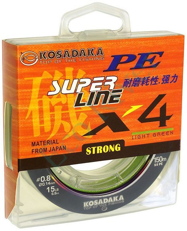 Леска плетенка Kosadaka Super PE X4 light green 0.14 150м