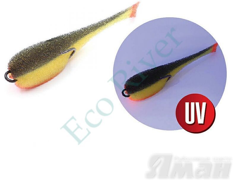 Поролоновая рыбка YAMAN на двойнике, р. 80 мм, цвет 19 UV (5 шт.)