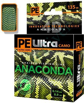 Плетеный шнур Aqua Pe Ultra Anaconda Camo Jungle 0.16 135м