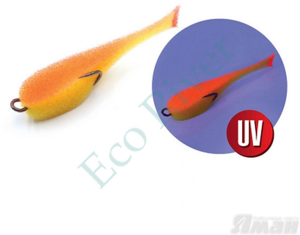 Поролоновая рыбка YAMAN на двойнике, р. 95 мм, цвет 20 UV (5 шт.)