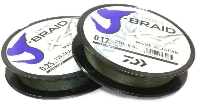 Леска плет. Daiwa J-Braid X4 Dark Green 0.10 135м