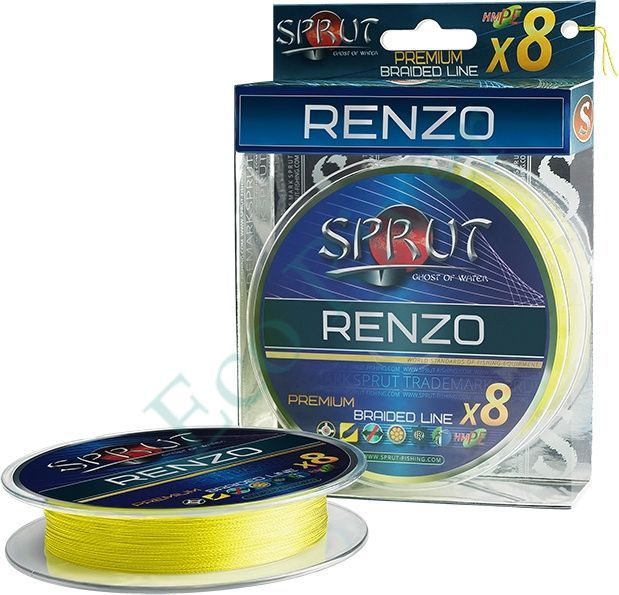 Плетеный шнур Sprut Renzo Soft Premium X8 fluo yellow 0.18 140м