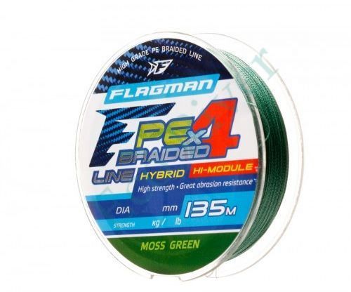 Плетеный шнур FLAGMAN PE Hybrid F4 0.12 135м 6.4кг moss green 26135-012