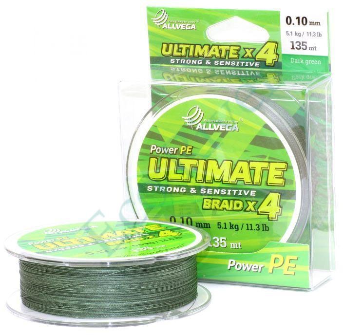 Плетеный шнур Allvega Ultimate темно-зел. 0.30 92м