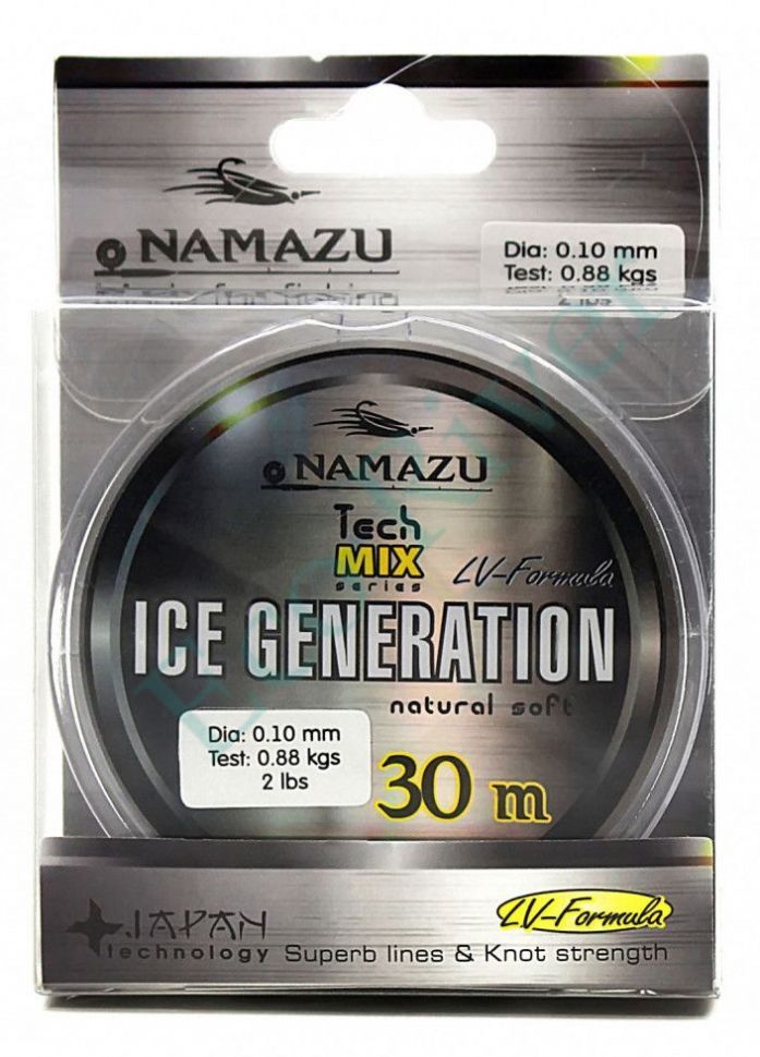 Леска Namazu Ice Generation, L-30 м, d-0,08 мм, test-0,44 кг, прозрачная/10/400/