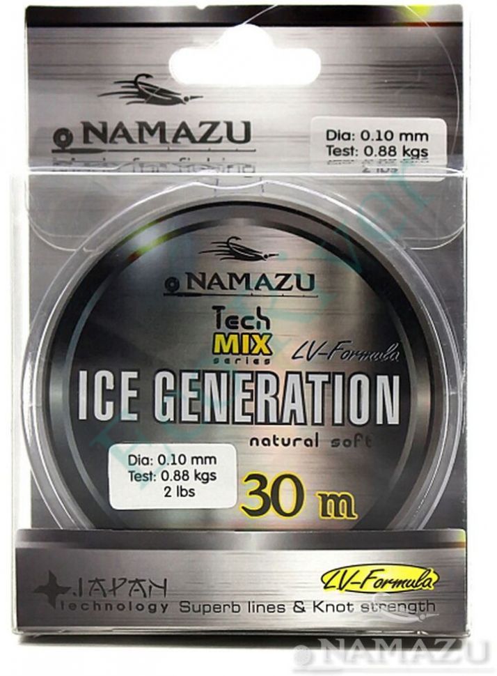 Леска Namazu Ice Generation, L-30 м, d-0,14 мм, test-1,72 кг, прозрачная/10/400/