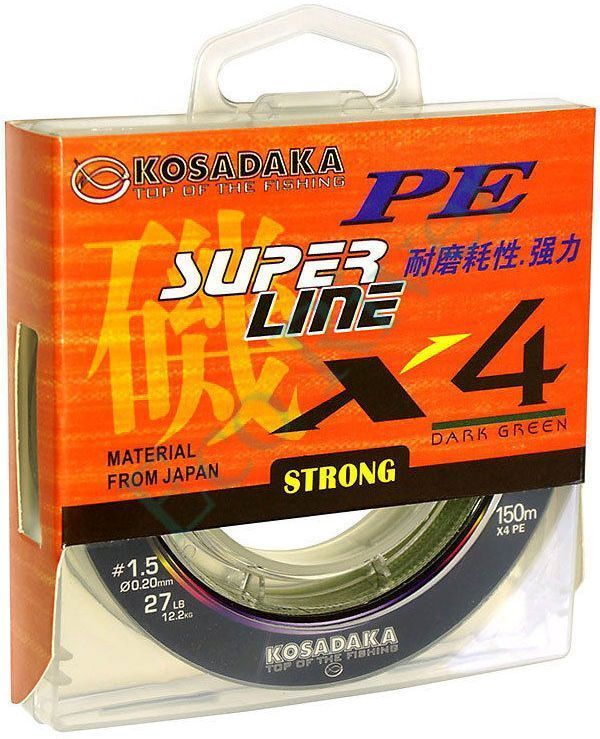 Плетеный шнур Kosadaka Super PE X4 light green 0.30 150м