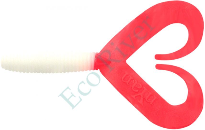 Твистер Yaman Pro Loop-Two, р.4 inch, цвет #05 - White with red tail (уп.5 шт)